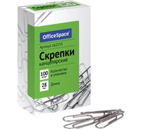 Скрепки OfficeSpace 28 мм, 10 упаковок по 100 шт, картонная упаковка 162153