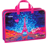 Папка с ручками BERLINGO Eiffel Tower 1 отделение, А4, 340х245х75 мм, пластик, на молнии PTA47524