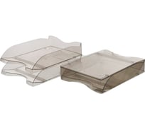 Горизонтальный лоток для бумаг Стамм Люкс набор 2 шт, тонированный коричневый ЛТ607