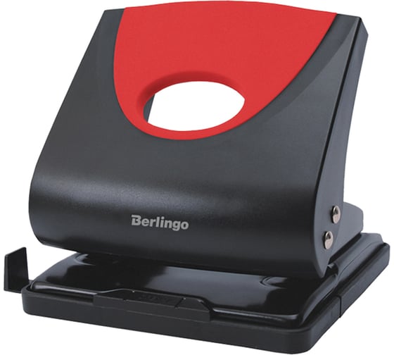 Пластиковый дырокол BERLINGO Office Soft 30 листов, красный, с линейкой DDp_30163 1