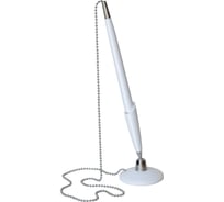 Настольная шариковая ручка OfficeSpace синяя, 0,7 мм, белый корпус, металлическая цепочка TB_26391