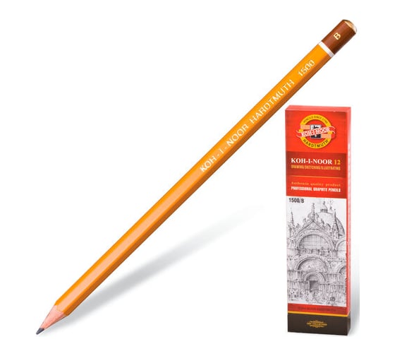 Карандаш чернографитный ОФИСМАГ B KOH-I-NOOR 1500, выгодная упаковка, комплект 12 шт 880471