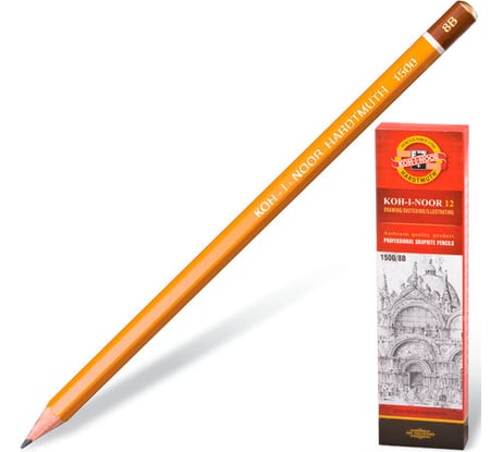 Карандаш чернографитный ОФИСМАГ 8B KOH-I-NOOR 1500, выгодная упаковка, комплект 12 шт 880478