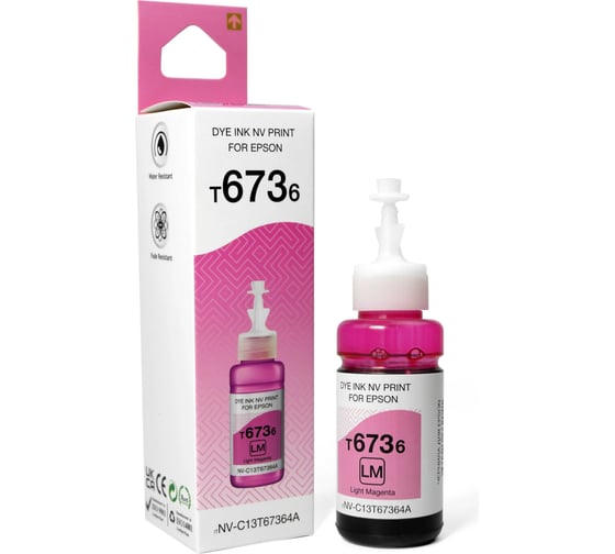 Чернила NV Print NVP T6736, для аппаратов Epson, 70 ml, Light Magenta, в коробке, совместимые NV-C13T67364A 1