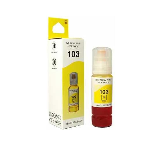 Чернила NV Print NVP 103, для Epson L1110, L3100, 70 мл, Yellow, в коробке, совместимые NV-C13T00S44A 1