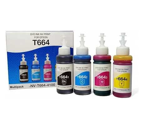 Чернила NV Print NVP T664 для принтеров Epson, набор 4 цвета по 100 мл совместимые NV-T664-4100