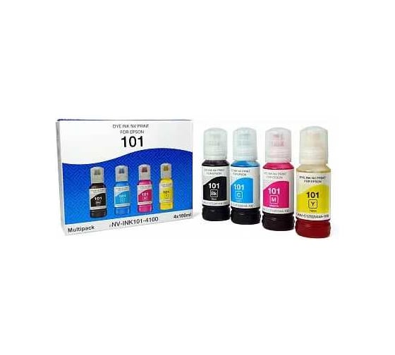 Чернила NV Print NVP 101 для принтеров Epson, набор 4 цвета по 100 мл совместимые NV-INK101-4100