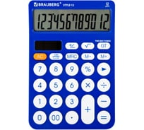 Калькулятор настольный BRAUBERG STYLE-12-BL 157х106 мм 12 разрядов, двойное питание, синий 272966