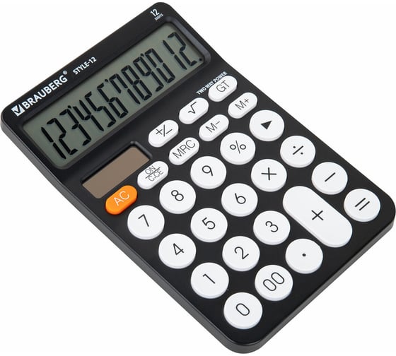 Калькулятор настольный BRAUBERG STYLE-12-BK 157х106 мм, 12 разрядов, двойное питание, черный 272965