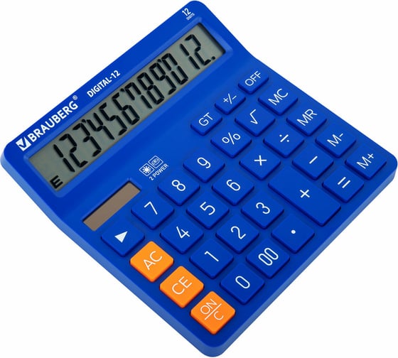 Калькулятор настольный BRAUBERG DIGITAL-12-BL 151х152 мм, 12 разрядов, двойное питание, синий 272969