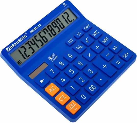 Калькулятор настольный BRAUBERG DIGITAL-12-BL 151х152 мм, 12 разрядов, двойное питание, синий 272969