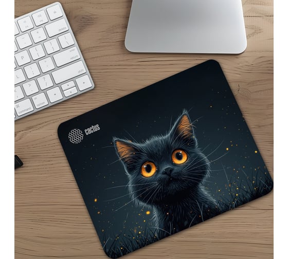 Коврик для мыши Cactus Black Cat 250x200x3 мм CS-MPC-D09S 2064763