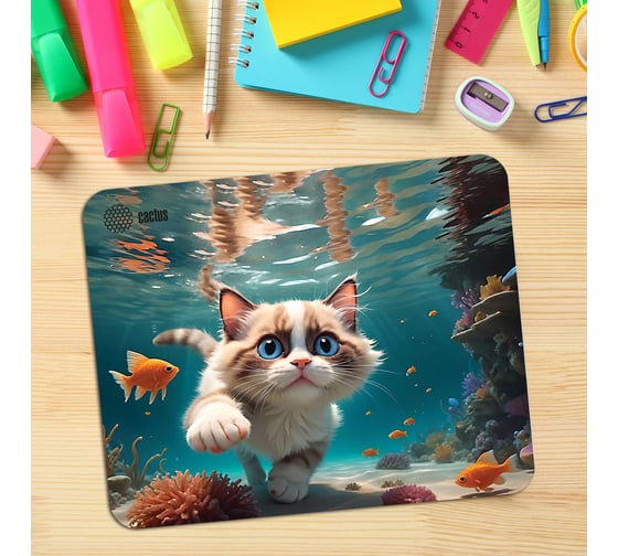 Коврик для мыши Cactus Fish Cat рисунок 300x250x3 мм CS-MPC-D15M 2064775