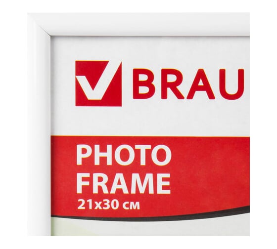 Рамка BRAUBERG 21х30 см, пластик, багет 12 мм, HIT2, белая, стекло 390948