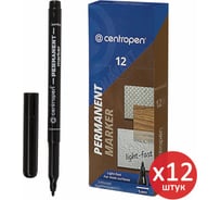 Маркер перманентный ОФИСМАГ CENTROPEN 2536, черный, выгодная упаковка, комплект 12 штук, 1 мм 880594
