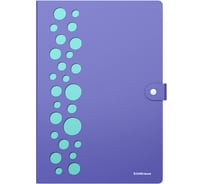 Папка ErichKrause-картотека на кнопке пластиковая текстура Диагональ Пастель, с 4 отделениями, с перфорацией, A4, ассорти 61211