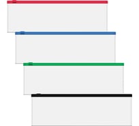 Zip-пакет пластиковый ErichKrause Fizzy Clear c цветной молнией, 230x70мм, прозрачный, ассорти, 12 шт 54943