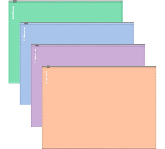Zip-пакет пластиковый ErichKrause Matt Pastel Bloom, A4, непрозрачный, ассорти, 12 шт 61169