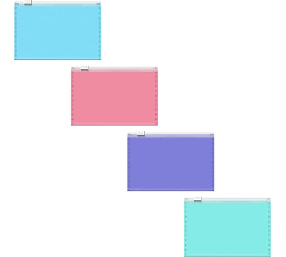 Zip-пакет пластиковый ErichKrause Diagonal Pastel, Card Size, непрозрачный, ассорти, 12 шт 54975 1