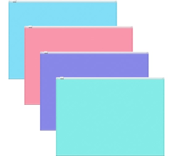 Zip-пакет пластиковый ErichKrause Diagonal Pastel, A4, непрозрачный, ассорти, 12 шт 50338 1