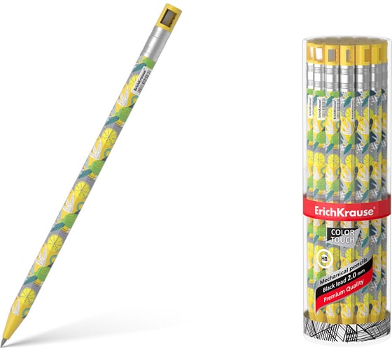 Карандаш механический ErichKrause ColorTouch Lime 2.0 мм, с точилкой, НВ (в тубусе по 24 шт.) 56132 1