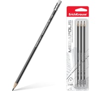 Набор из 3 чернографитных карандашей ErichKrause MEGAPOLIS, трехгранных, с ластиком, HB (в блистере) 43581