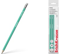 Набор ErichKrause из 4 графитных карандашей пластиковых Бирюза, шестигранных, с ластиком, ТМ 60697