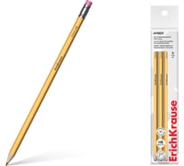 Набор ErichKrause из 4 графитных карандашей Янтарь, шестигранных, с ластиком, ТМ 60712