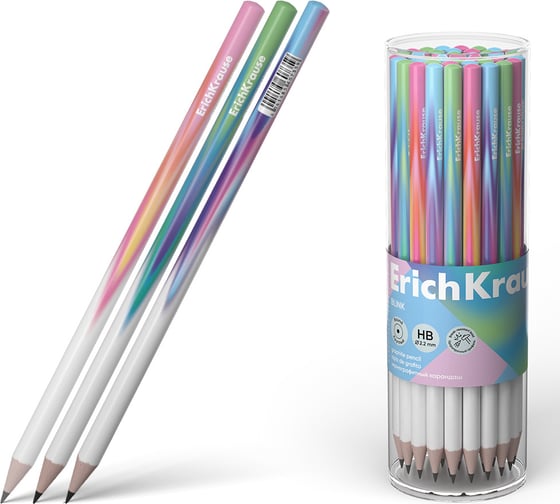 Чернографитный карандаш ErichKrause Blink, круглый, HB (в тубусе 42 шт.) 60735 1