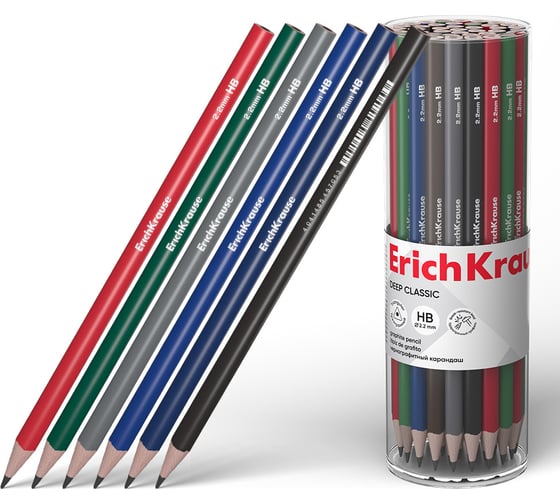 Чернографитный карандаш ErichKrause Deep Classic triangular, трехгранный, HB (в тубусе по 42 шт.) 60716