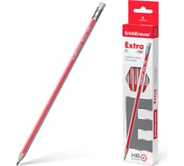 Графитный карандаш ErichKrause Экстра, шестигранный, с ластиком, ТМ 43575