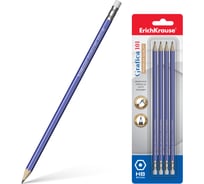 Графитный карандаш ErichKrause Графика 101, шестигранный, с ластиком, ТМ 45615