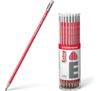 Чернографитный трехгранный карандаш с ластиком ErichKrause Extra HB (в тубусе по 42 шт.) 45487