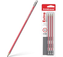 Графитный карандаш ErichKrause Экстра, шестигранный, с ластиком, ТМ 43573