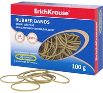 Канцелярские резинки ErichKrause для денег диаметр 40 мм, 60 мм/длина 60 мм, 100 мм, натуральный цвет 59845