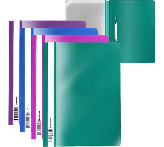 Папка-скоросшиватель пластиковая ErichKrause Fizzy Vivid, A4, ассорти в пакете по 20 шт 50021 1