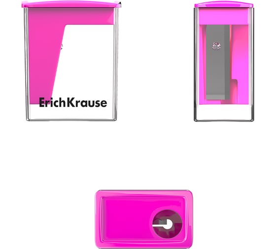Точилка пластиковая ErichKrause City Mini, Vivid, с контейнером, ассорти в коробке-дисплее по 28 шт 60019