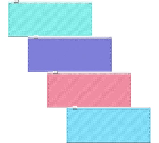 Zip-пакет пластиковый ErichKrause Diagonal Pastel, 190x70мм, непрозрачный, ассорти, 12 шт 54974 1