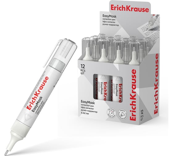 Ручка-корректор ErichKrause EasyMask, 4 мл в дисплее по 12 шт 55988