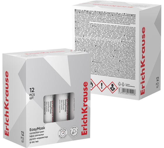 Ручка-корректор ErichKrause EasyMask, 4 мл в дисплее по 12 шт 55988
