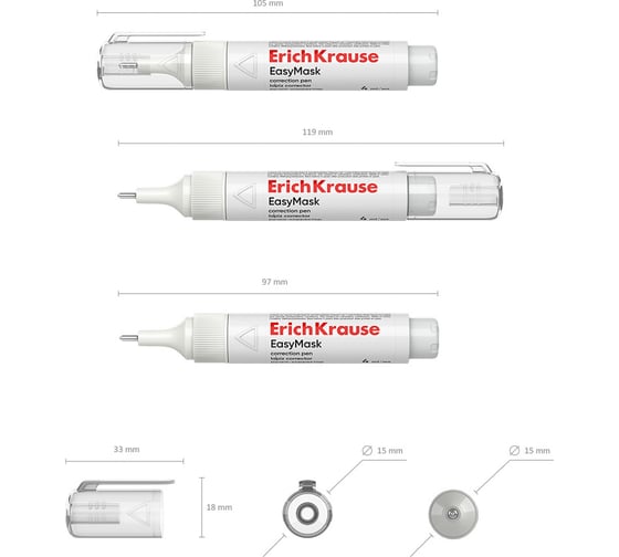 Ручка-корректор ErichKrause EasyMask, 4 мл в дисплее по 12 шт 55988