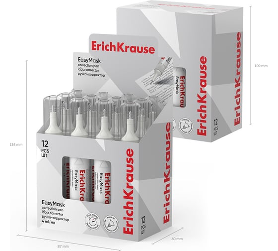 Ручка-корректор ErichKrause EasyMask, 4 мл в дисплее по 12 шт 55988