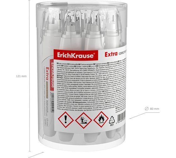 Ручка-корректор ErichKrause Extra, 12 мл в тубусе по 12 шт 22105