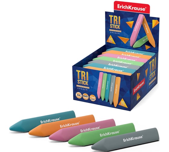 Ластик ErichKrause Tri Stick в коробке 32 шт 56040 1