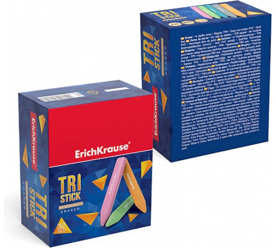 Ластик ErichKrause Tri Stick в коробке 32 шт 56040