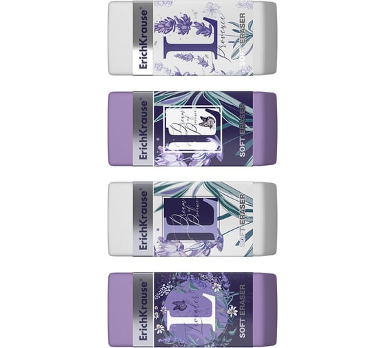 Ластик ErichKrause Lavender в коробке по 32 шт 56958