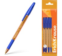 Набор из 4 ручек шариковых ErichKrause R-301 Stick Grip Amber 0.7, цвет чернил синий (в пакете) 60999