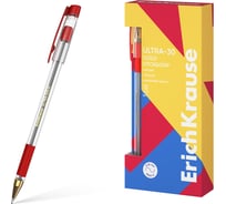 Ручка шариковая ErichKrause ULTRA-30 Gold Stick Grip Classic 0.7, Super Glide Technology, цвет чернил красный (в коробке по 12 шт.) 61112