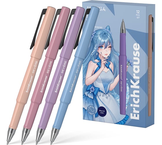 Ручка шариковая ErichKrause Severe Stick Manga 0.7, Super Glide Technology, цвет чернил синий (в пэт-боксе по 1 шт.) 61053