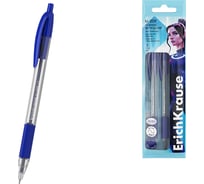 Набор ErichKrause из 3 ручек шариковых автоматических U-209 с резиновым хватом Классика 1,0, технология ультраскольжения, цвет чернил синий 61079